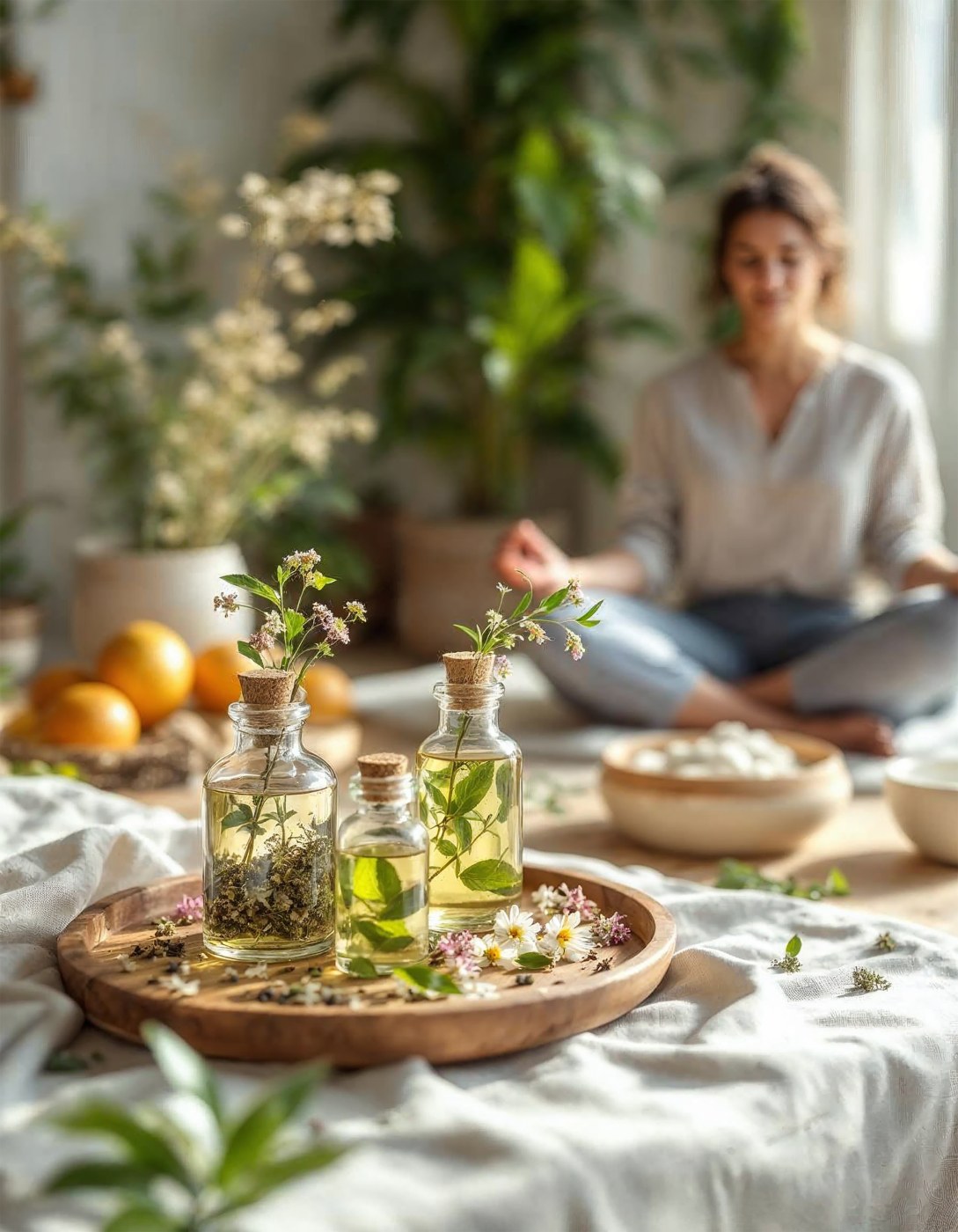 Ambiance de détente avec plantes et lumière douce